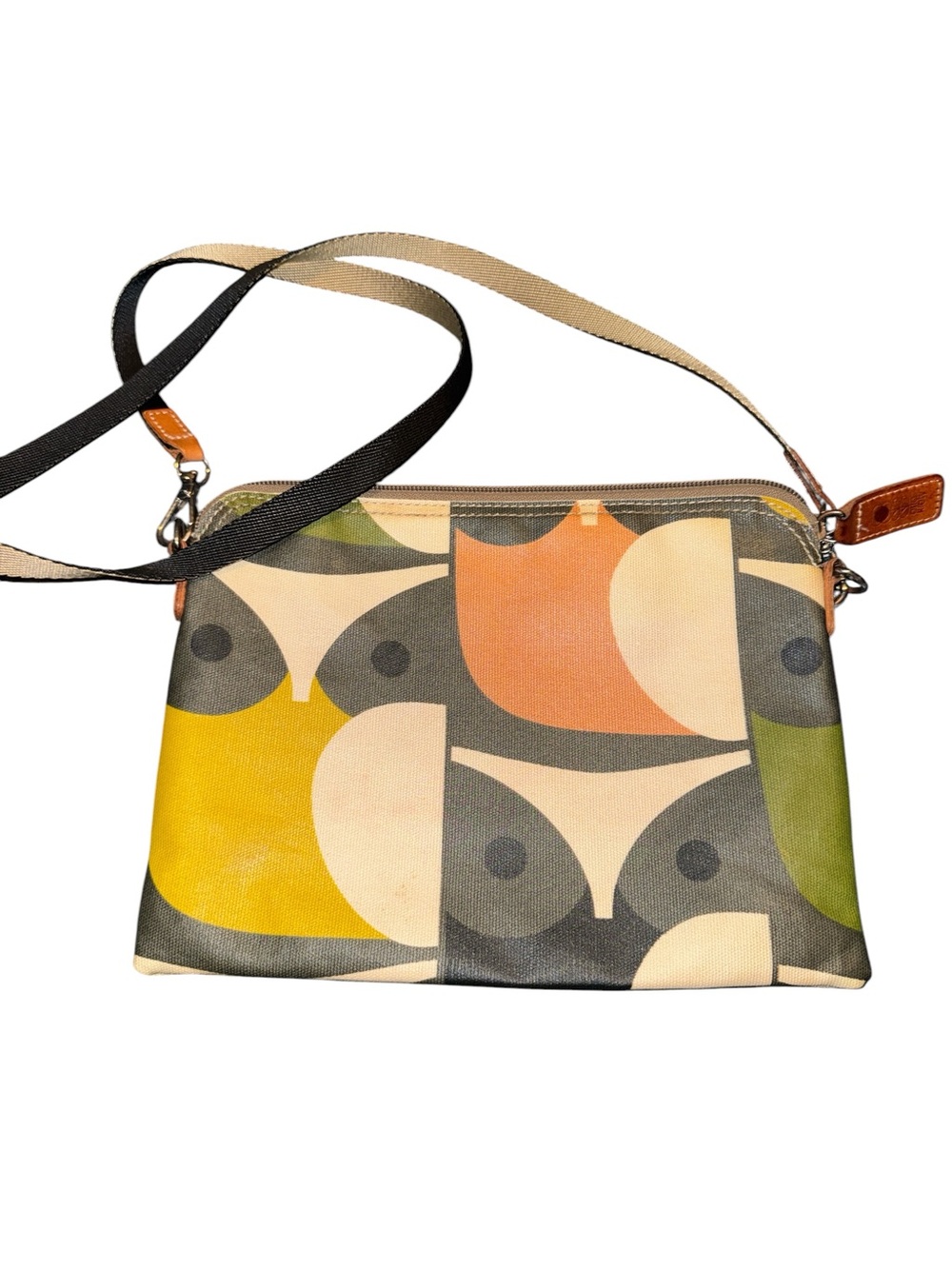 Orla Kiely Multicolor Retro Mod Canvas Crossbody — Yellow, Orange, Green & Cream